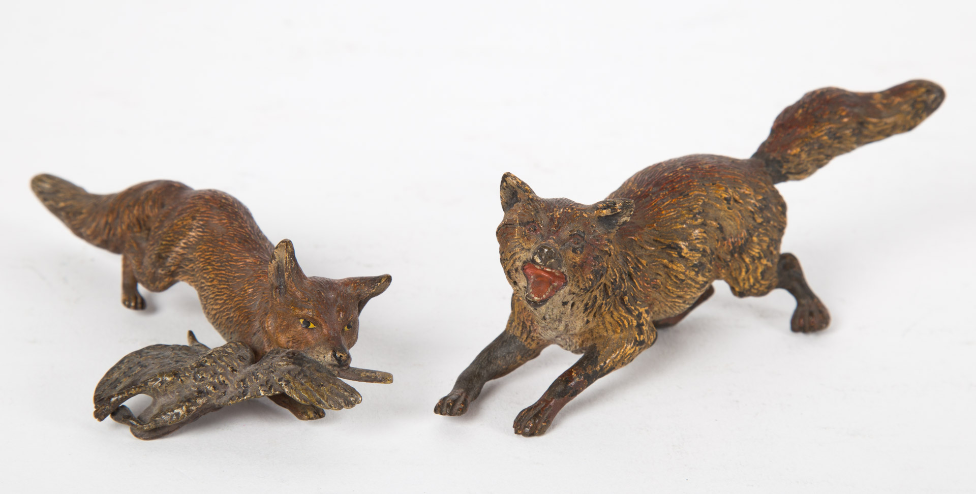 Appraisal: Two Austrian cold painted bronze foxes early th century prowling