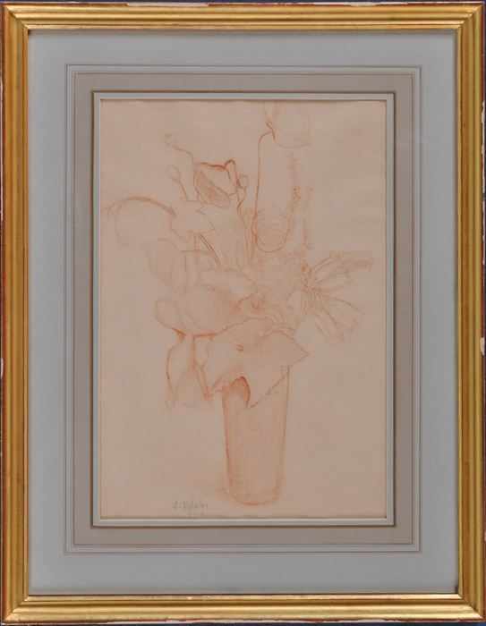 Appraisal: SUZANNE VALADON - VASE OF FLOWERS Chalk on paper x