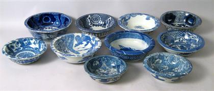 Appraisal: Ten blue and white Chinese Export bowls All having blue