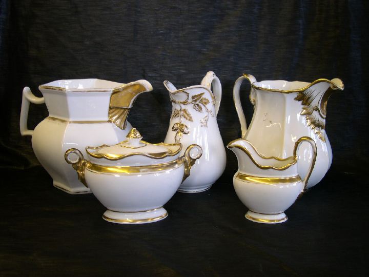 Appraisal: Collection of Five Porcelain Items consisting of a large paneled