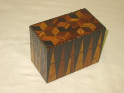 Appraisal: A PARQUETRY SCENT BOTTLE BOX of oblong form with chequered