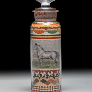 Appraisal: An Andrew Clemens American - Labeled Sand Bottle with Percheron