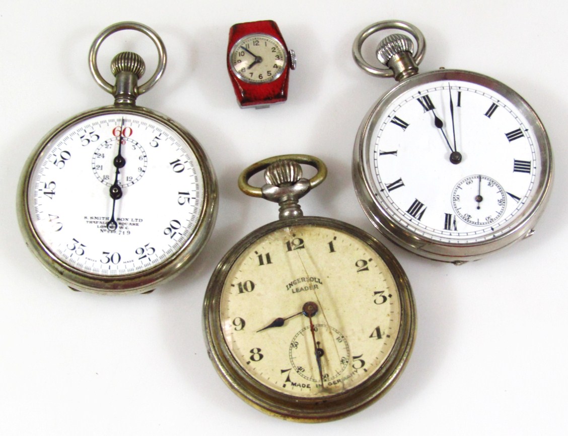 Appraisal: Three various silver plated pocket watches to include Ingersoll cm