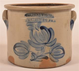 Appraisal: Cowden Wilcox Crock with Tulip Decoration Cowden Wilcox Harrisburg PA