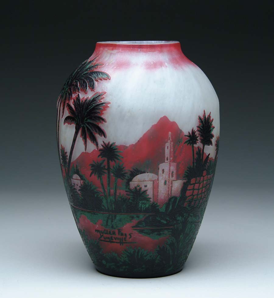 Appraisal: MULLER CAMEO VASE Spectacular Muller vase is decorated with cameo