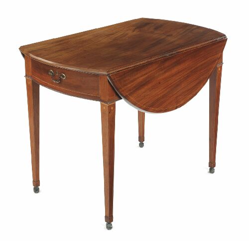 Appraisal: A George III mahogany Pembroke table boxwood line inlaid overall