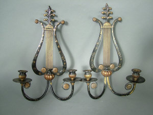 Appraisal: A pair of th century style black lacquered and gilt