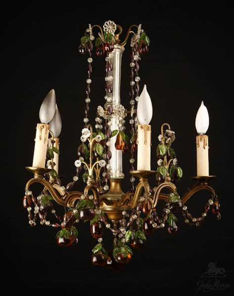 Appraisal: Murano clear colored glass five-light chandelier Murano clear colored glass