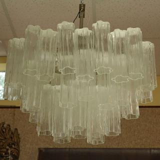 Appraisal: Mid Century Italian Camer Glass Chandelier with Venini Tronchi Hanging