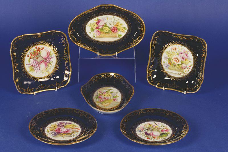 Appraisal: A VICTORIAN COALPORT TYPE DESSERT SERVICE the royal blue ground