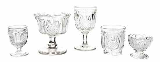 Appraisal: A Collection of American Pressed Glass Stemware Boston Sandwich Glass