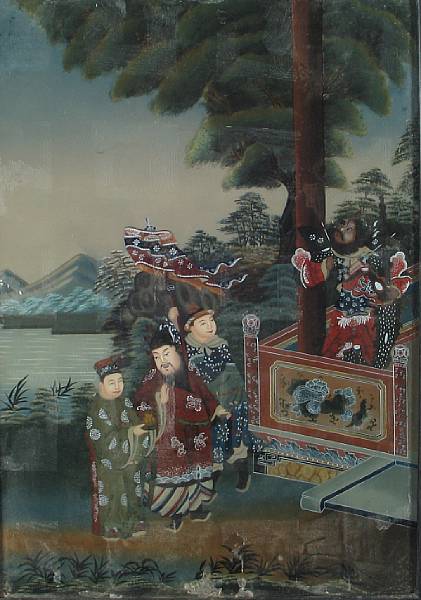 Appraisal: A Chinese reverse glass painting height in width in