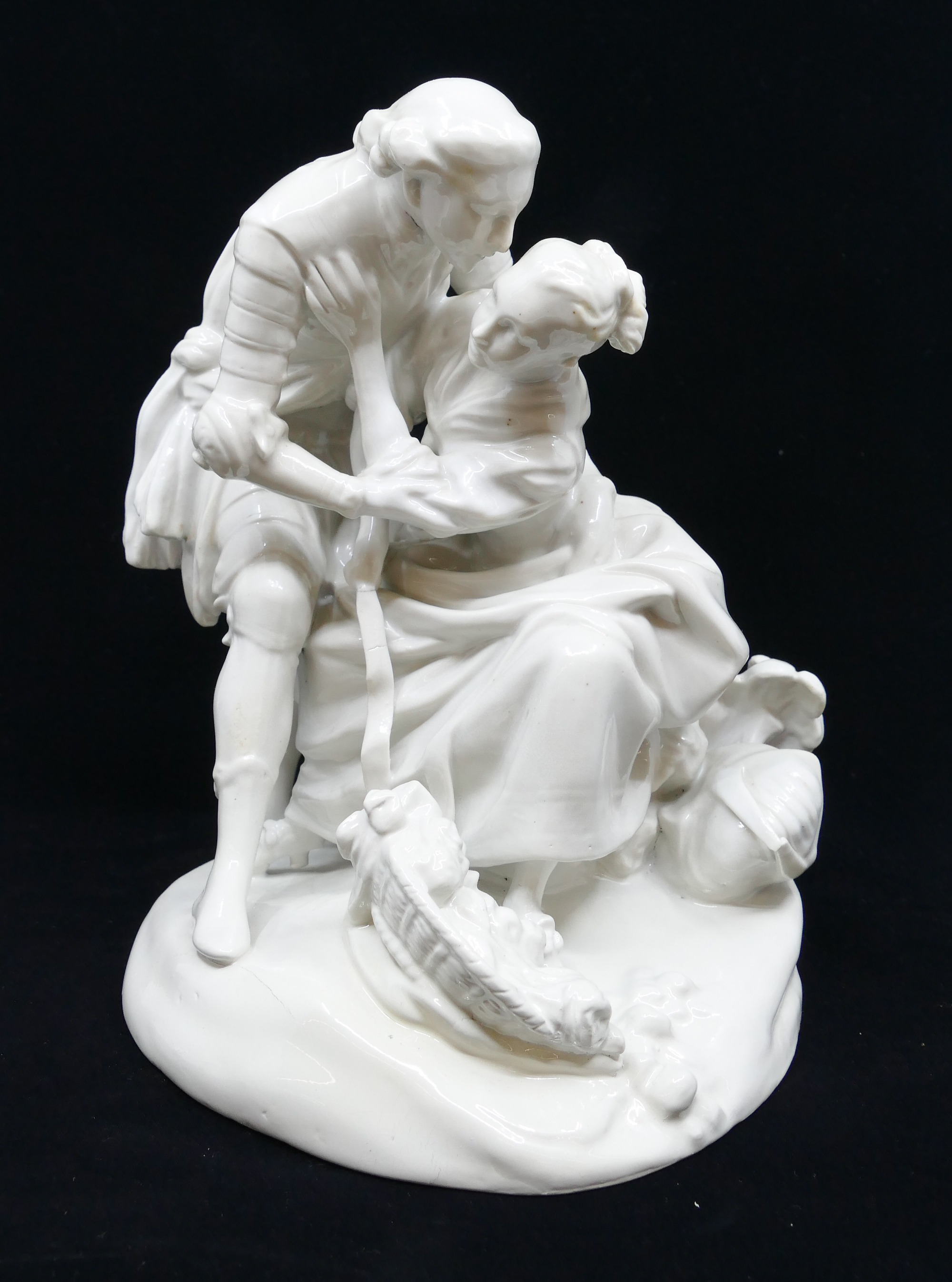 Appraisal: Blanc de Chine Knight Maiden Figure Group Unsigned Numerous firing