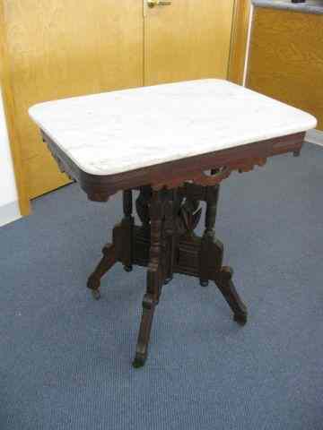 Appraisal: Victorian Marble Top Table fancy Eastlake style base '' x