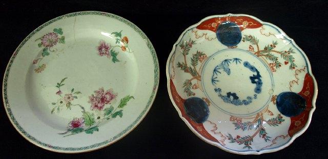 Appraisal: A Japanese Imari dish and a Chinese famille rose plate