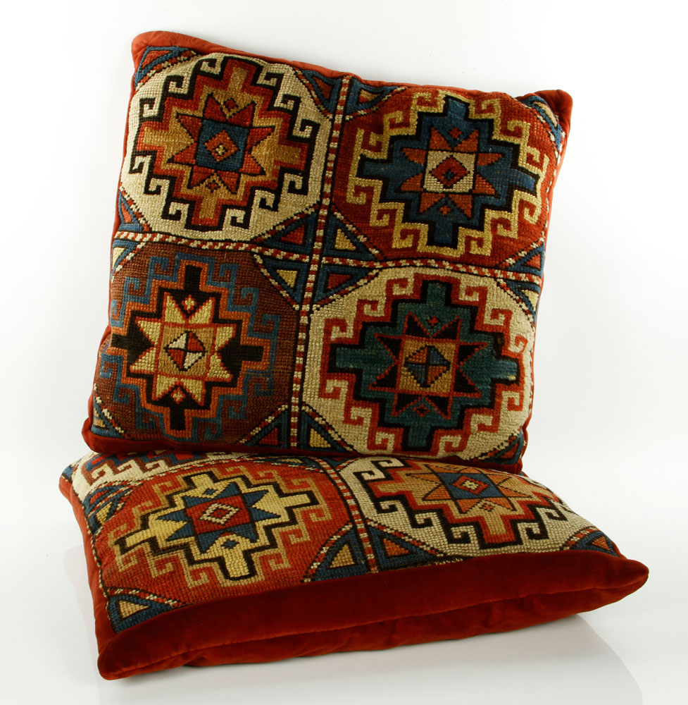 Appraisal: - Two Rug Pillows Two antique Kazak oriental rug pillows