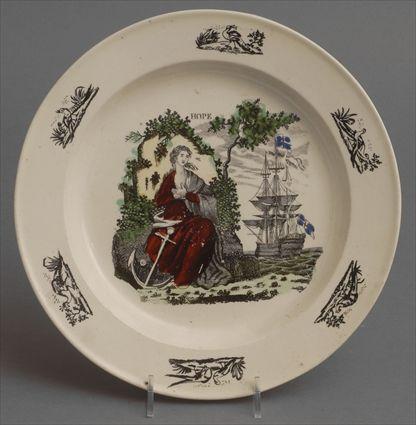 Appraisal: STAFFORDSHIRE HAND-COLORED TRANSFER-PRINTED PLATE HOPE The personification of Hope seated