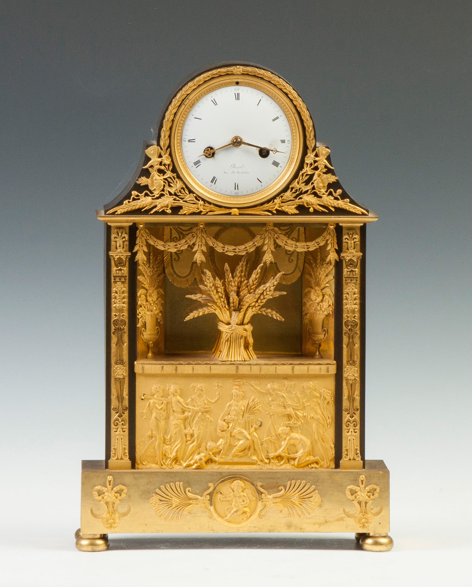 Appraisal: Fine Revel French Shelf Clock C Neo-Classical figures Gilt bronze