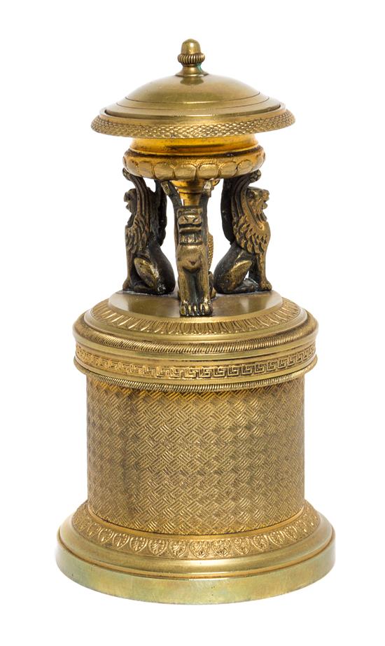 Appraisal: Sale Lot A Continental Gilt Bronze Inkwell th century the