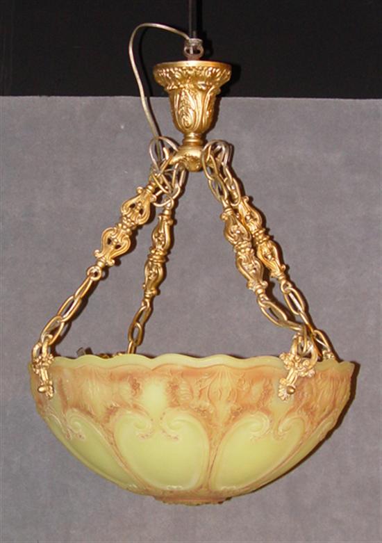 Appraisal: Custard Glass Light Fixture Circa 's Heavy lemon custard colored