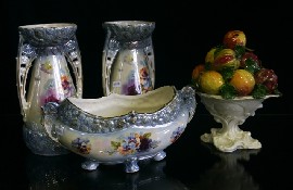 Appraisal: A pair of Belle Epoque opalescent vases together with a