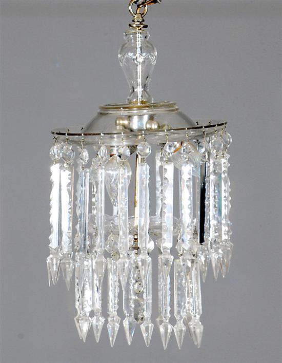 Appraisal: American crystal hall fixture early th century flared crown supporting