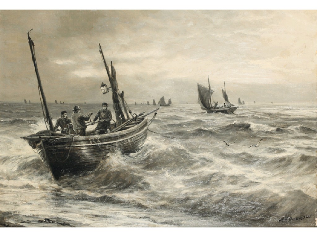 Appraisal: WILLIAM H BORROW A seascape at Hastings en grisaille signed