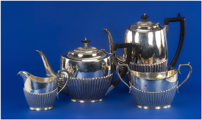 Appraisal: Late Victorian Silver Plated Tea and Coffee Service Ribbed pattern