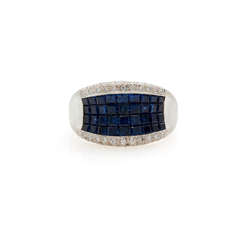 Appraisal: k Diamond Sapphire Ring Sapphire diamond k white gold band