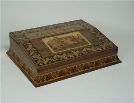 Appraisal: A th century tunbridgeware lap desk the top decorated with