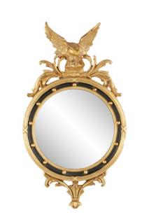 Appraisal: Federal Style Gilt Convex Mirror with Eagle Crest American th