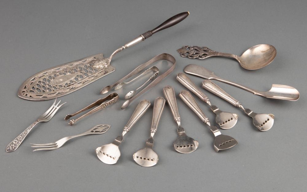 Appraisal: Interesting Group of Silver and Silverplate Flatware incl Norwegian silver