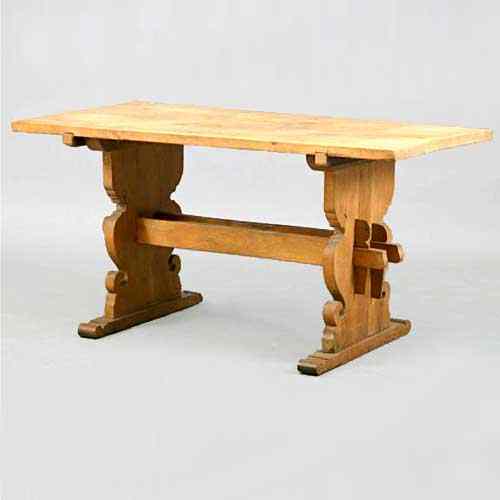 Appraisal: A Scandinavian Baroque Style Oak Trestle Table circa having a