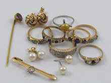 Appraisal: A mixed lot including diamond and gem set rings earrings