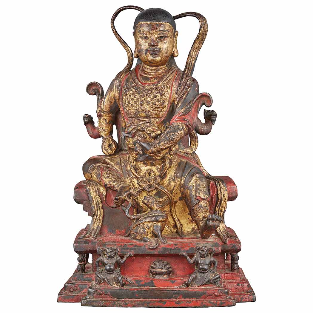 Appraisal: Chinese Gilt and Lacquered Bronze of Zhenwu Late Ming Dynasty