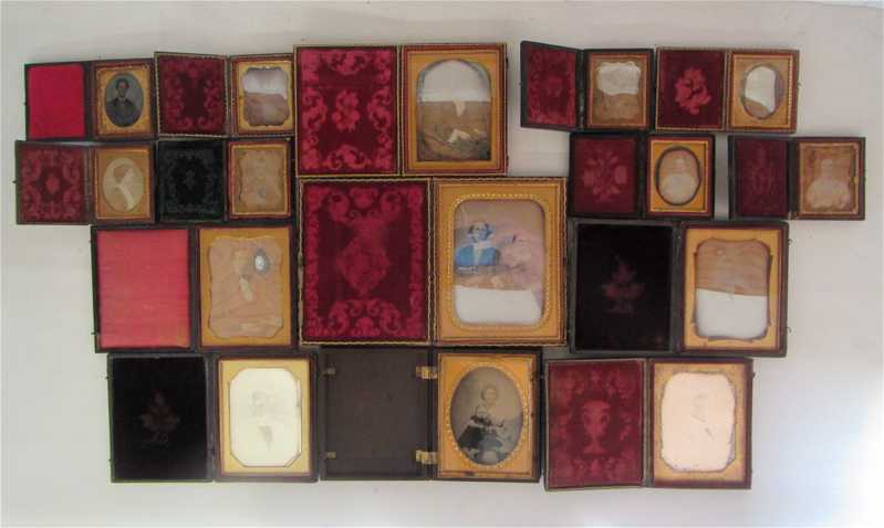 Appraisal: FIFTEEN DAGUERREOTYPES TYPES various sizes including traditional portraits of men