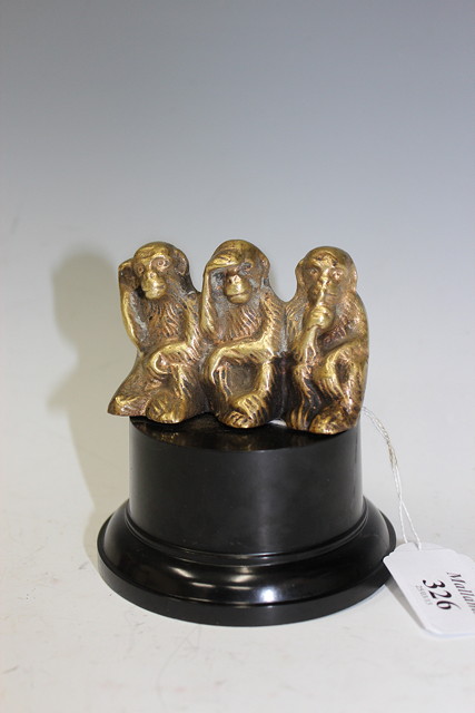 Appraisal: THREE WISE MONKEYS - An Edwardian period accessory car mascot