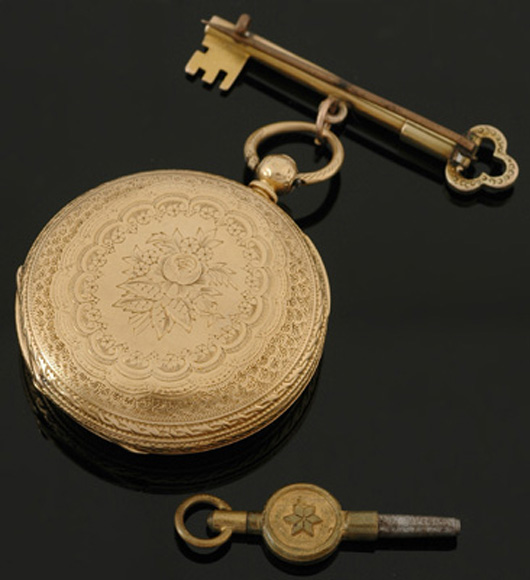 Appraisal: An Antique gold pocketwatch Key wind English fusee lever Hunter