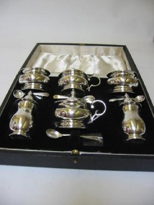 Appraisal: A SIX PIECE CONDIMENT SET maker Barker Ellis Silver Co