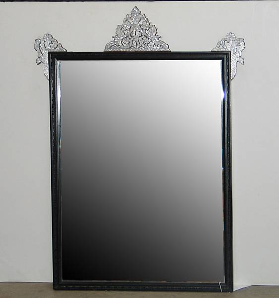 Appraisal: An Anglo-Indian parcel ebonized and mother-of-pearl inlaid mirror