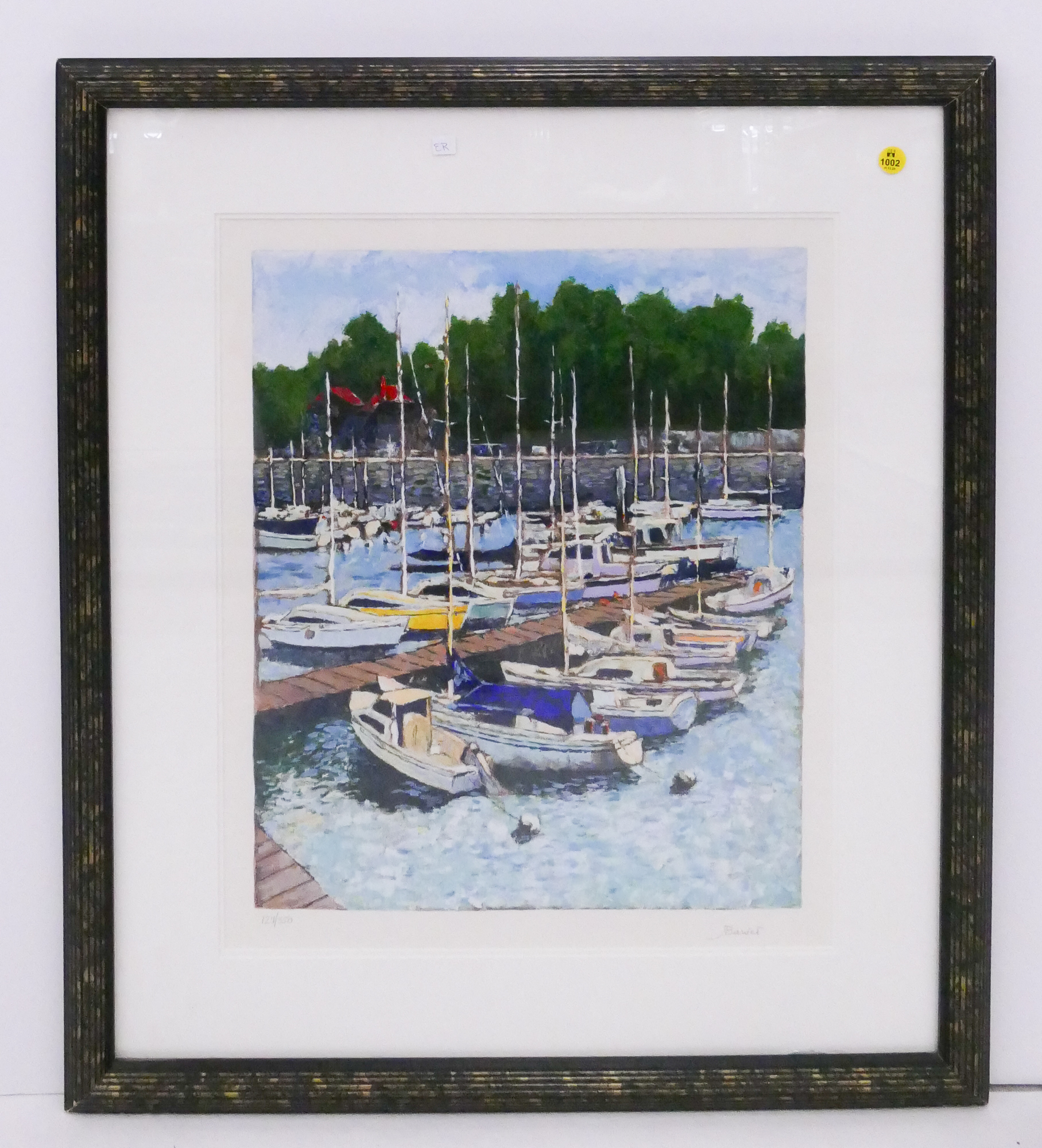 Appraisal: Andre Bardet 'Le Port' S N Serigraph Framed- x ''