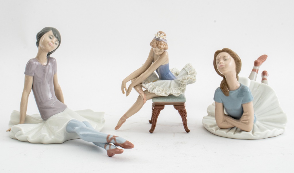 Appraisal: LLADRO PORCELAIN BALLERINAS Three Lladro porcelain ballerinas made in Spain