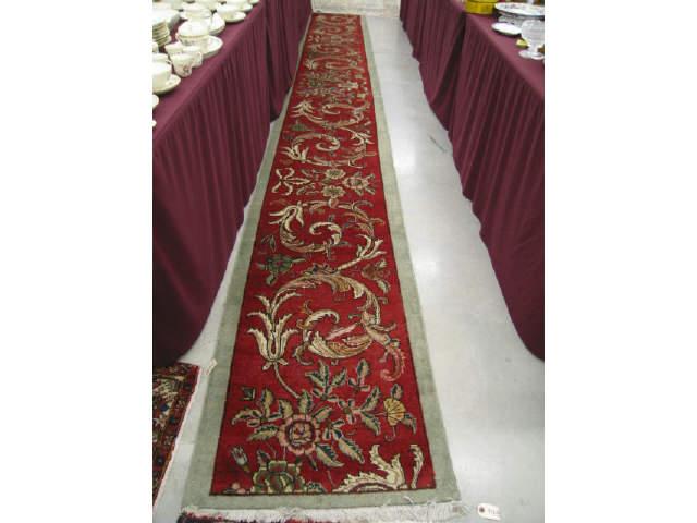 Appraisal: Tabriz Persian Handmade Runner elaborate floral on red field green