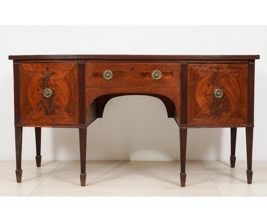 Appraisal: Georgian mahogany inlaid sideboard circa with tapered spade feet h