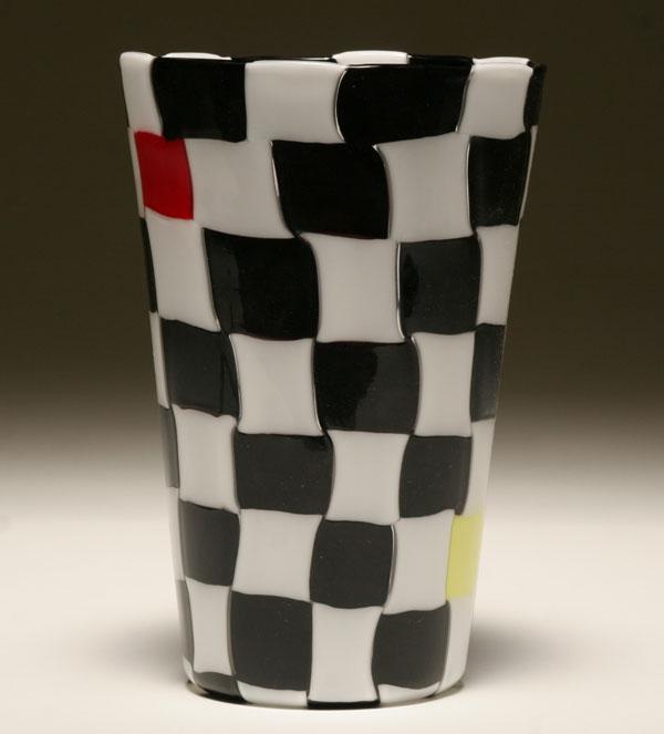 Appraisal: Venini Pezzati glass vase designed by Gianni Versace Checkerboard patchwork