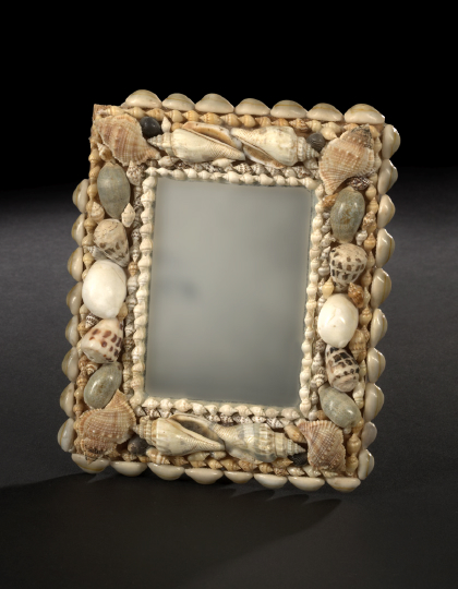 Appraisal: Shell-Encrusted Sailor's Valentine Vanity Looking Glass first quarter th century