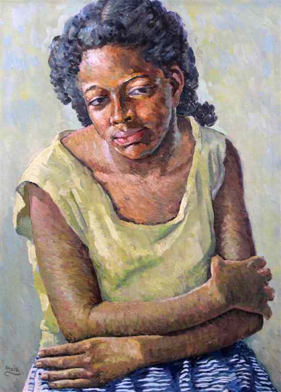 Appraisal: Albert Huie Jamaican - oil on canvas Portrait of a