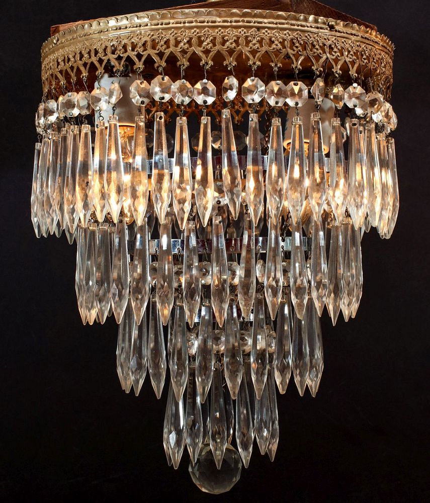 Appraisal: A MID TH CENTURY WEDDING CAKE CHANDELIER The dual light