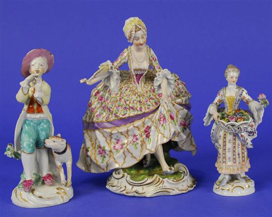 Appraisal: COLLECTION OF THREE CONTINENTAL PORCELAIN FIGURES and a MEISSEN PORCELAIN