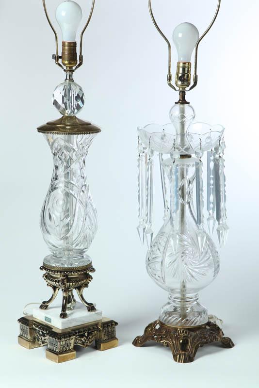 Appraisal: TWO TABLE LAMPS Continental th century Both are cut glass